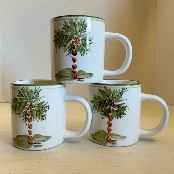 Gibson Designs PALM COURT GIDPAC Mug Cup Green Palm Tree Trim - Set of 3 - Picture 14 of 14